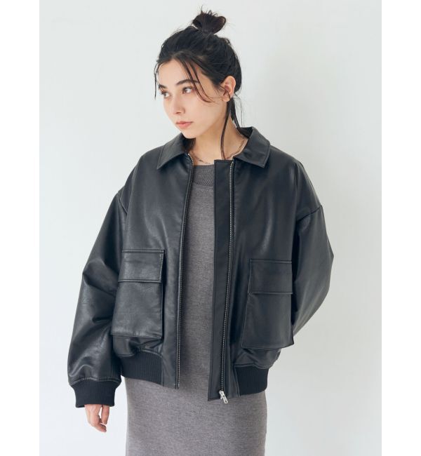 Ungrid「フェイクレザーブルゾン」|ブルゾン・スタジャン|