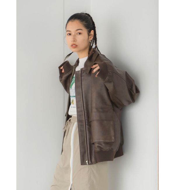 Ungrid「フェイクレザーブルゾン」|ブルゾン・スタジャン|