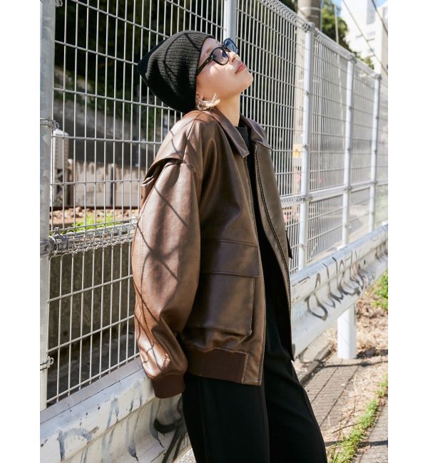 Ungrid「フェイクレザーブルゾン」|ブルゾン・スタジャン|