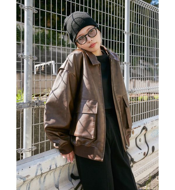 Ungrid「フェイクレザーブルゾン」|ブルゾン・スタジャン|