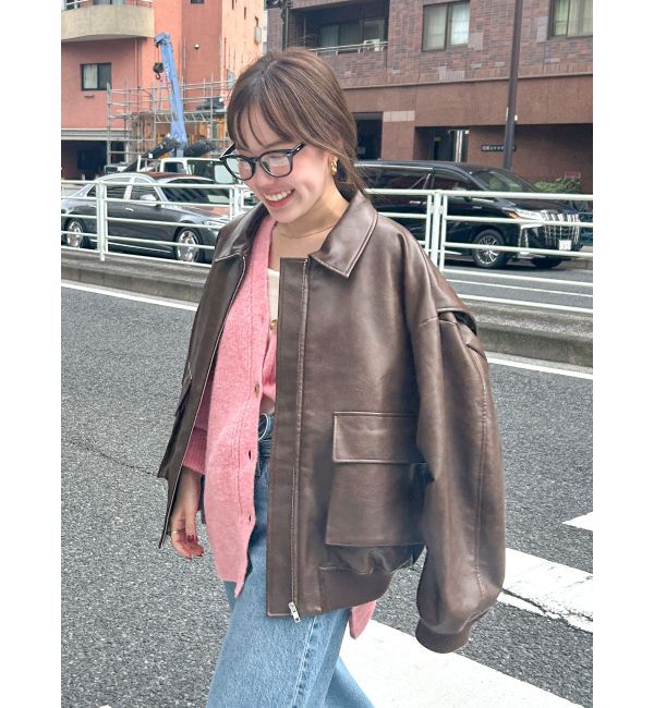 Ungrid「フェイクレザーブルゾン」|ブルゾン・スタジャン|