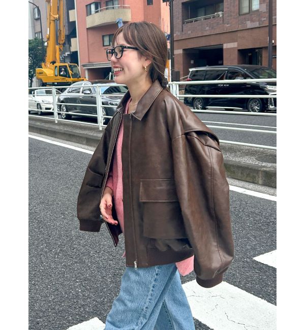 Ungrid「フェイクレザーブルゾン」|ブルゾン・スタジャン|