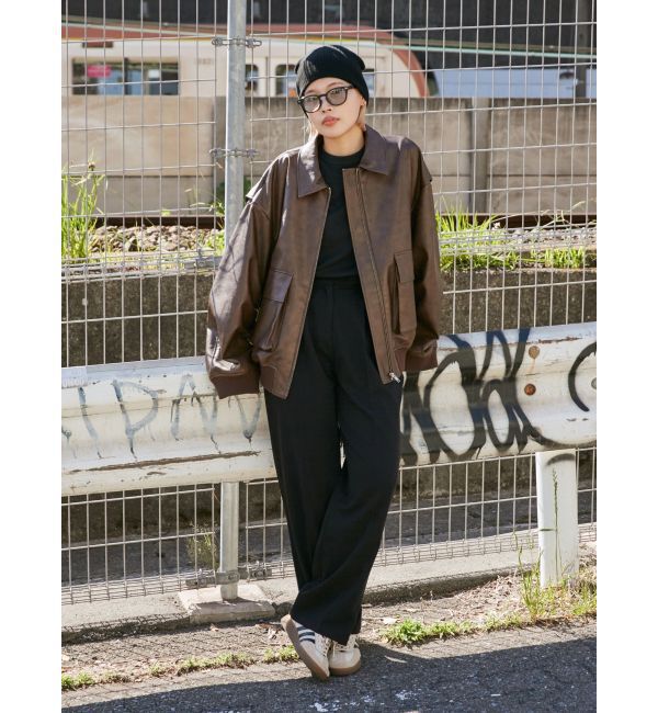 Ungrid「フェイクレザーブルゾン」|ブルゾン・スタジャン|