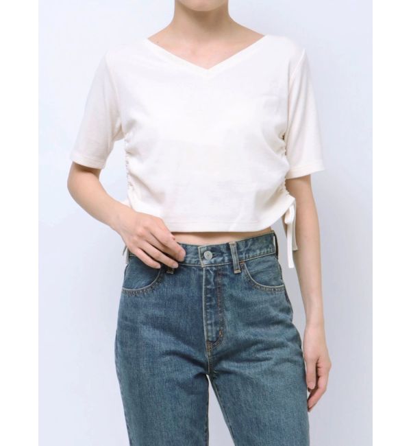 Ungrid「サイドギャザーショートTee」|Tシャツ・カットソー|オフホワイト