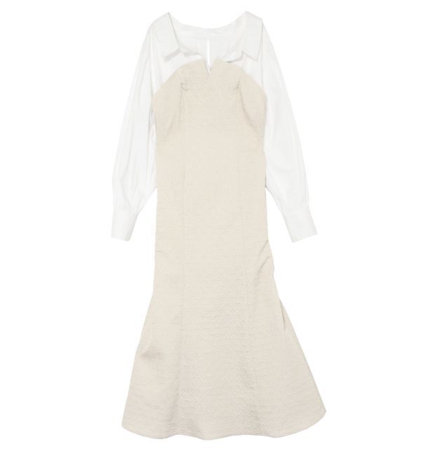 LAGUNAMOON「シャツドッキングエンボスワンピース」|ワンピース|アイボリー