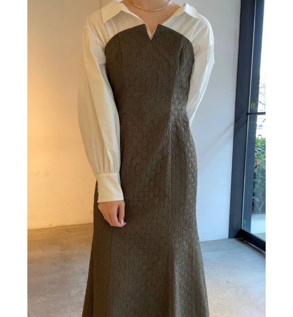 LAGUNAMOON「シャツドッキングエンボスワンピース」|ワンピース|