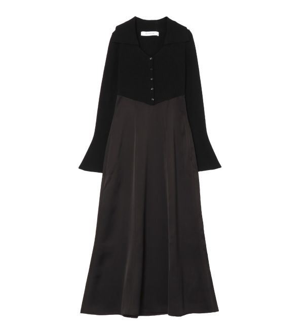 LAGUNAMOON「カラーニットドッキングナローワンピース」|ワンピース|ブラック