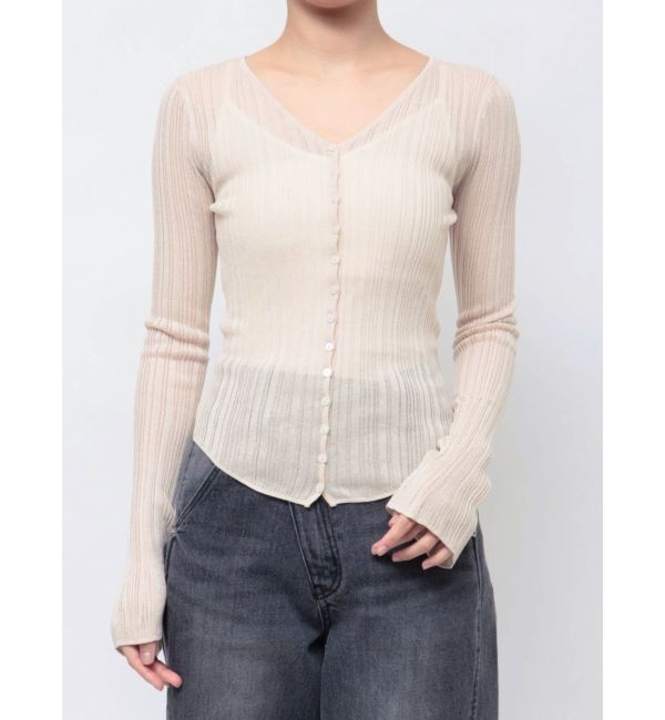 LAGUNAMOON「2WAYランダムリブシアーニットカーデ」|カーディガン|