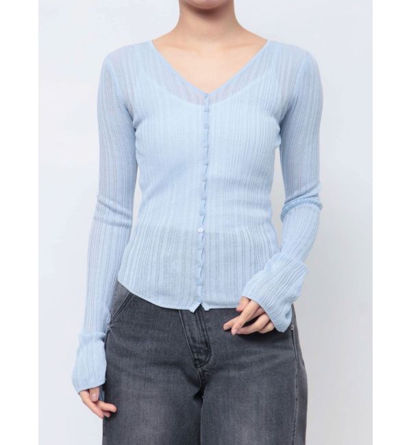 LAGUNAMOON「2WAYランダムリブシアーニットカーデ」|カーディガン|