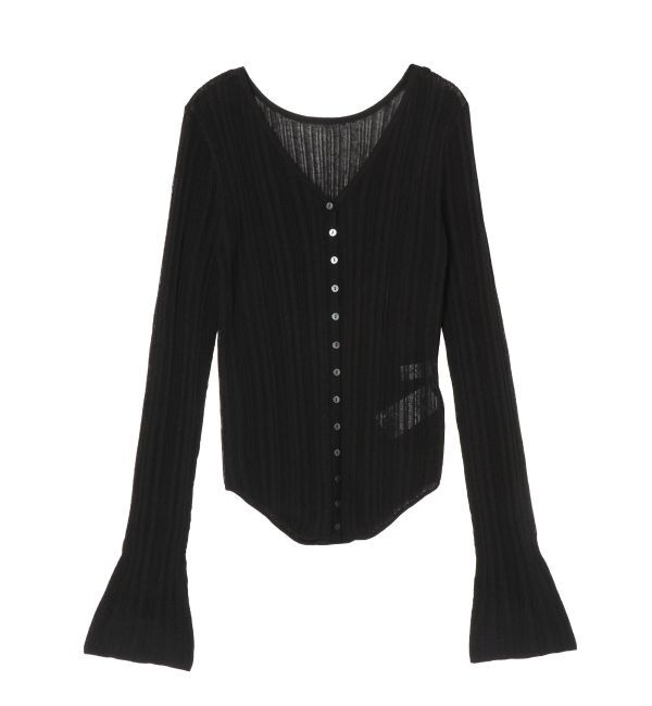 LAGUNAMOON「2WAYランダムリブシアーニットカーデ」|カーディガン|ブラック