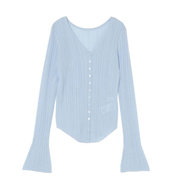 LAGUNAMOON「2WAYランダムリブシアーニットカーデ」|カーディガン|ブルー