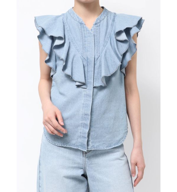 LAGUNAMOON「【Leeコラボ】Vネックフリルタックブラウス」|シャツ・ブラウス|