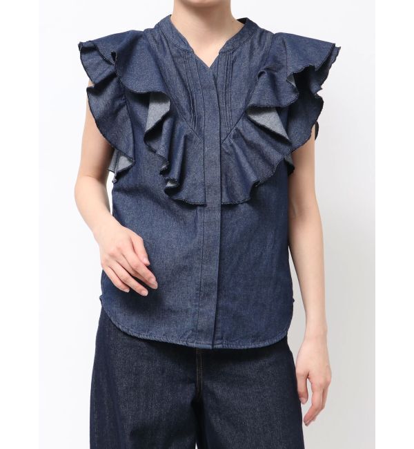 LAGUNAMOON「【Leeコラボ】Vネックフリルタックブラウス」|シャツ・ブラウス|