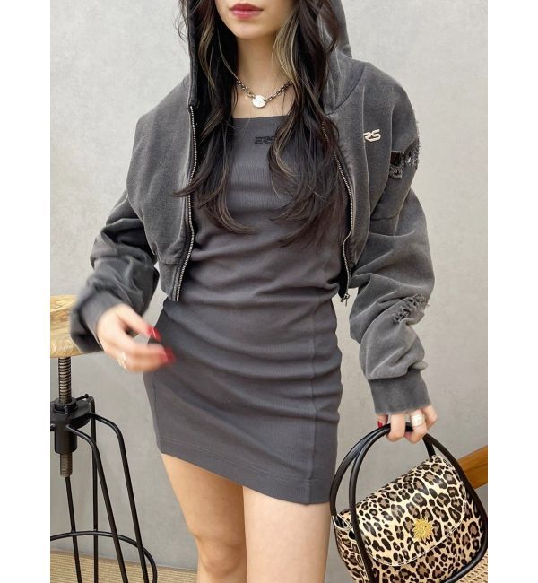 EVRIS「ワンポイントリブジャンスカ」|ジャンパースカート|