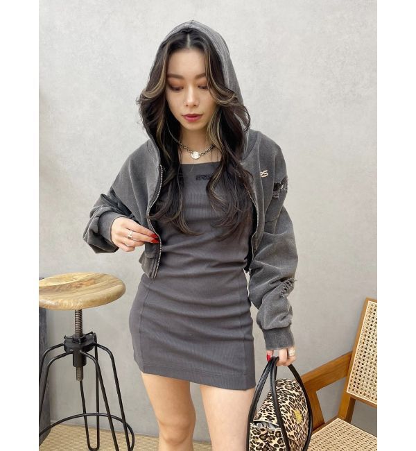 EVRIS「ワンポイントリブジャンスカ」|ジャンパースカート|