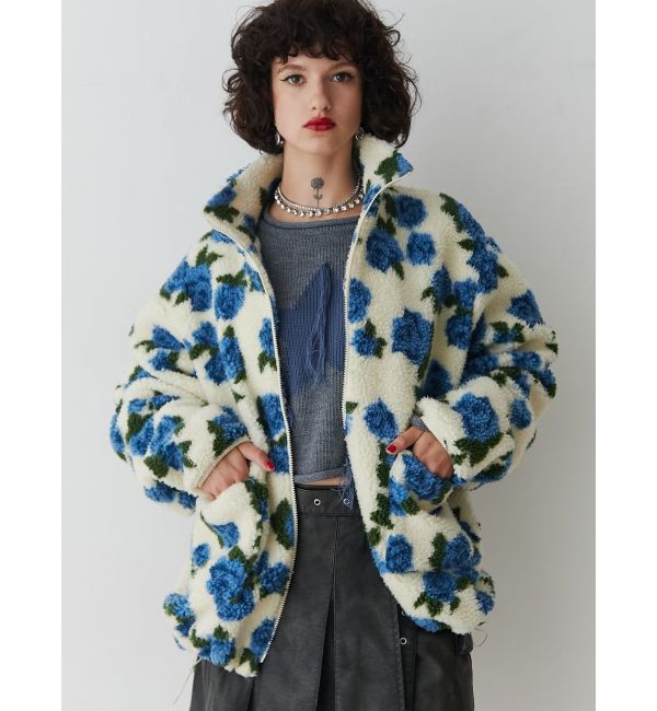 jouetie「パターンボアジャケット」|ブルゾン・スタジャン|アイボリー