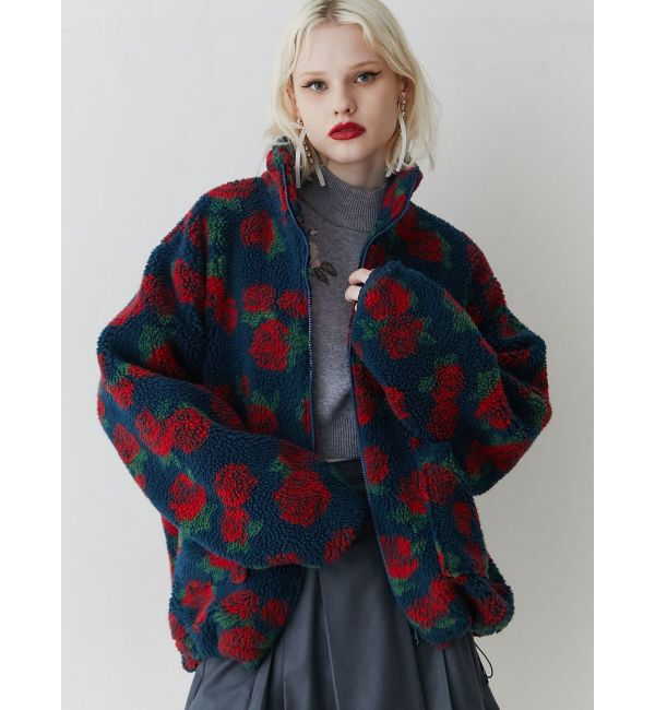 jouetie「パターンボアジャケット」|ブルゾン・スタジャン|ネイビー