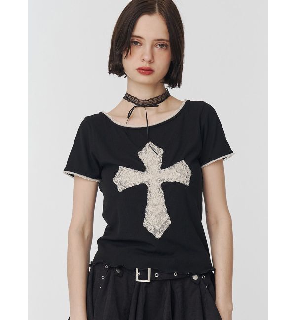 jouetie「クロスレースドッキングTシャツ」|Tシャツ・カットソー|