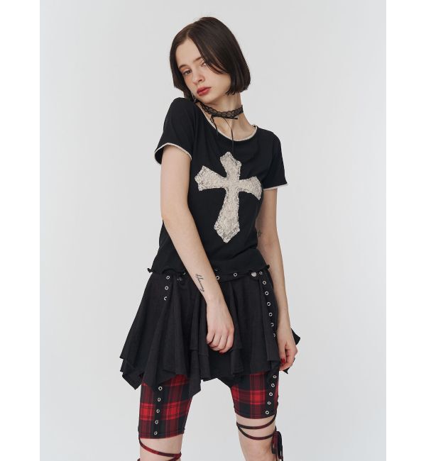 jouetie「クロスレースドッキングTシャツ」|Tシャツ・カットソー|