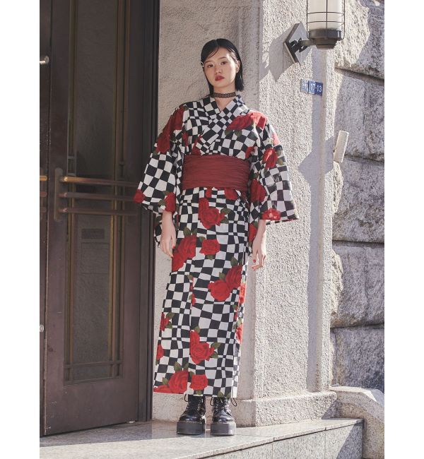 jouetie「【jouetieオリジナル】ローズチェッカーセパレート浴衣セット」|その他|レッド