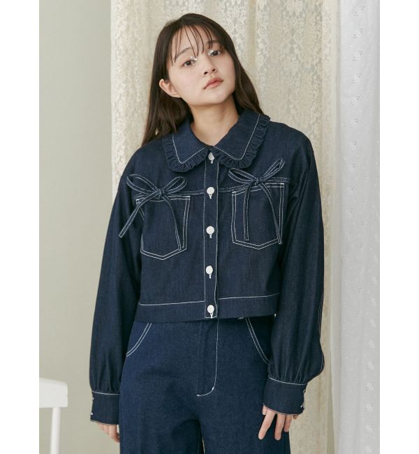 merry jenny「リボンポケットデニムジャケット【セットアップ着用可能】」|その他|