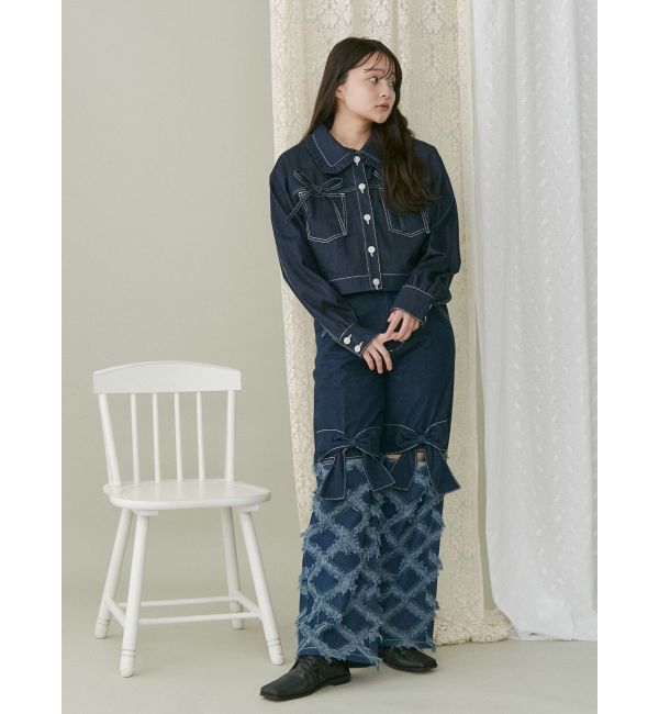 merry jenny「リボンポケットデニムジャケット【セットアップ着用可能】」|その他|