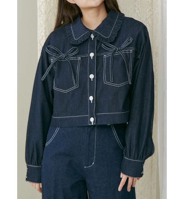 merry jenny「リボンポケットデニムジャケット【セットアップ着用可能】」|その他|インディゴ