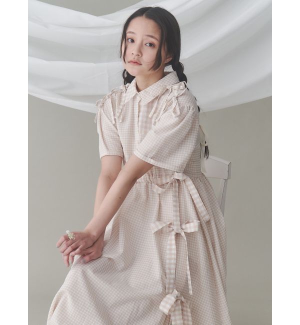 merry jenny「ギンガムチェックリボンドロストワンピース」|ワンピース|