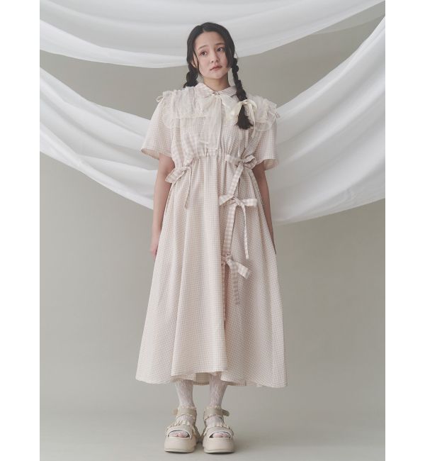 merry jenny「ギンガムチェックリボンドロストワンピース」|ワンピース|