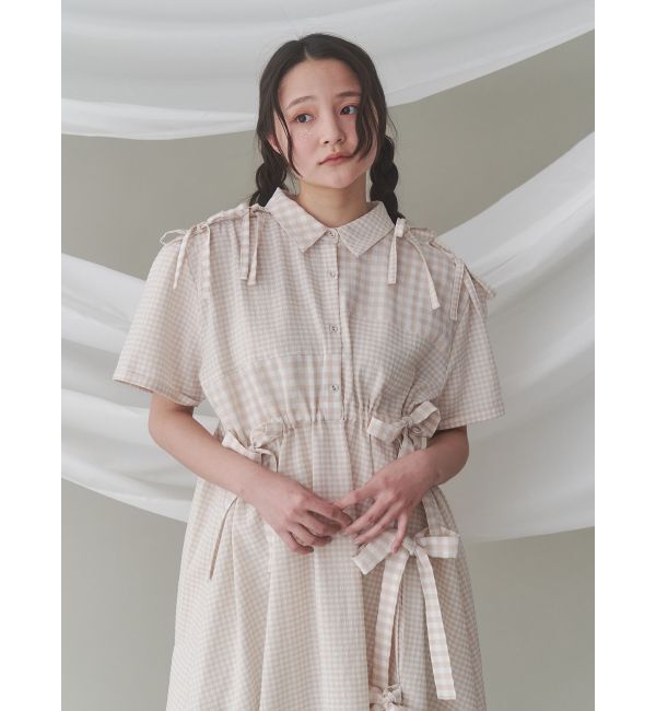 merry jenny「ギンガムチェックリボンドロストワンピース」|ワンピース|