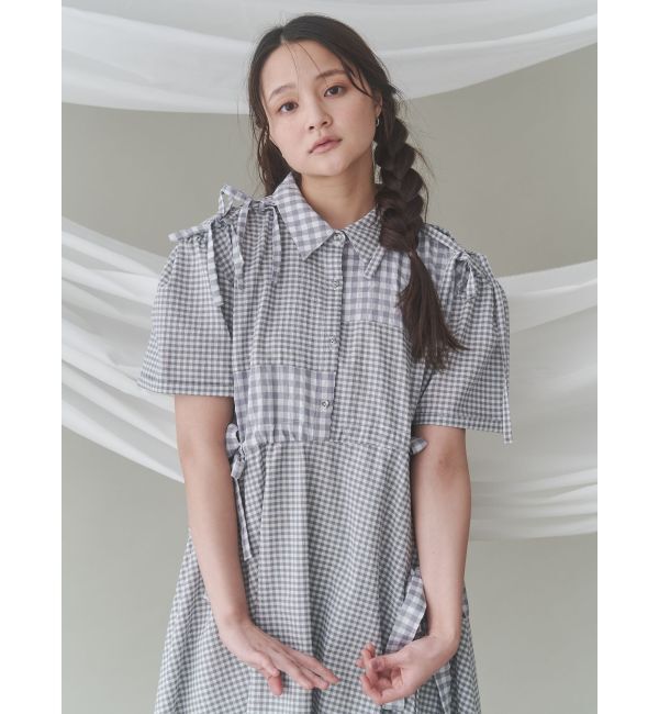 merry jenny「ギンガムチェックリボンドロストワンピース」|ワンピース|
