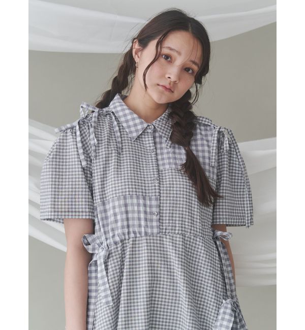 merry jenny「ギンガムチェックリボンドロストワンピース」|ワンピース|