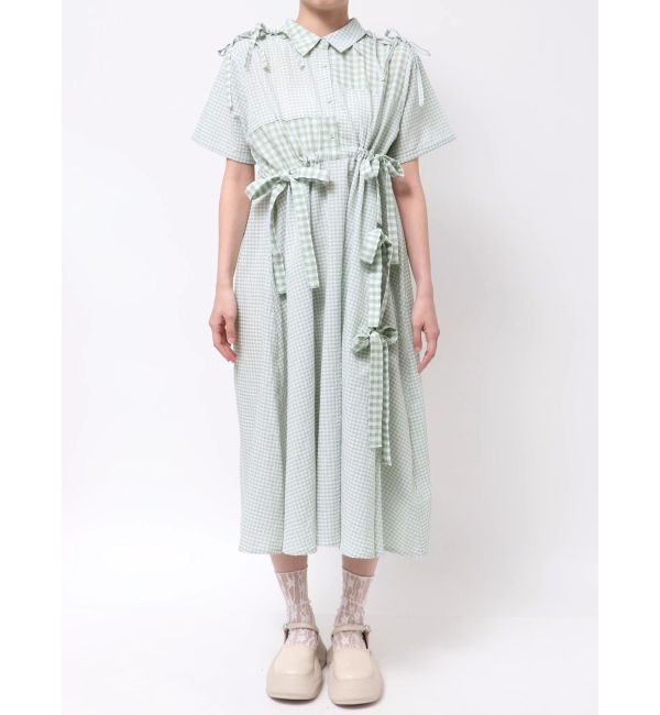 merry jenny「ギンガムチェックリボンドロストワンピース」|ワンピース|