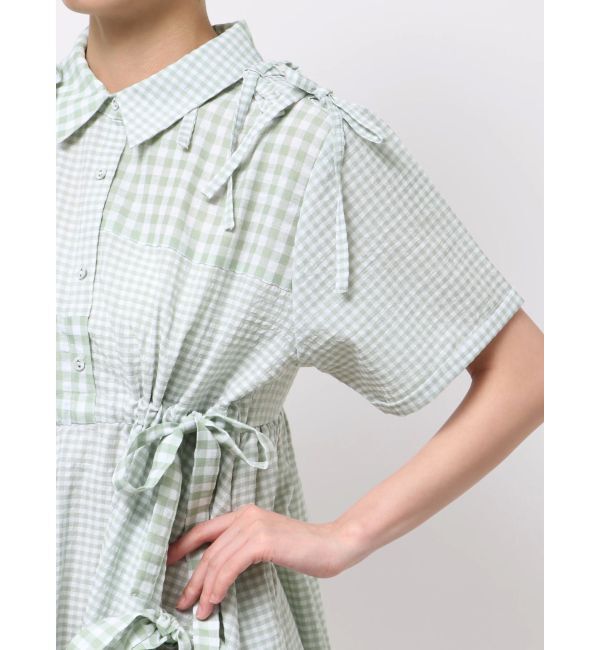 merry jenny「ギンガムチェックリボンドロストワンピース」|ワンピース|