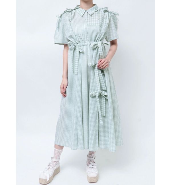 merry jenny「ギンガムチェックリボンドロストワンピース」|ワンピース|