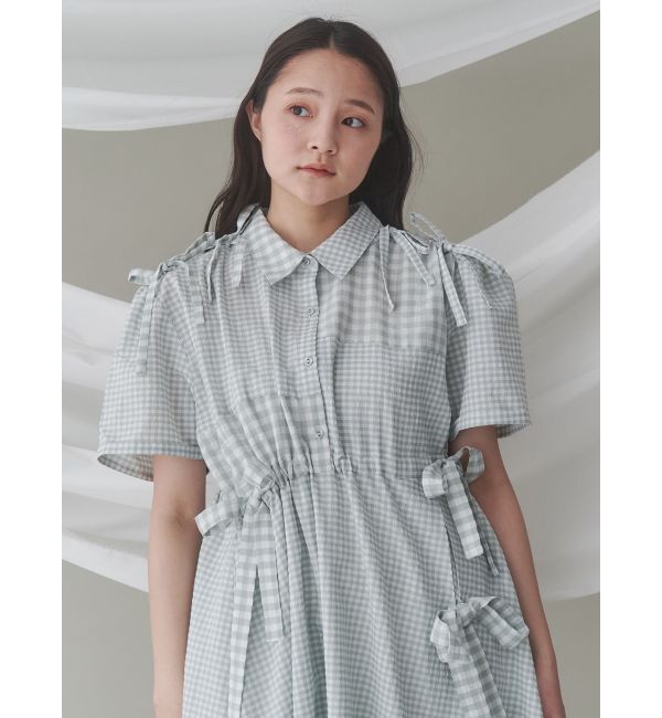 merry jenny「ギンガムチェックリボンドロストワンピース」|ワンピース|