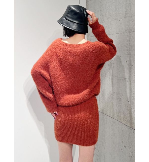 GYDA「Vネック シャギーニットワンピース」|ワンピース|