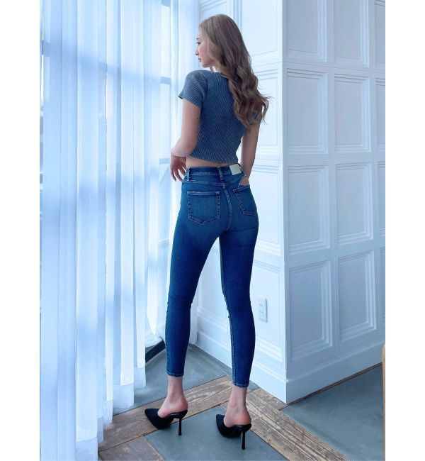 GYDA「ハイウエスト PEEPダメージスキニーデニムパンツ」|デニム|