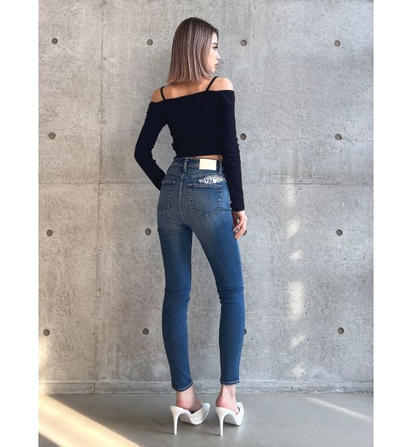 GYDA「ハイウエスト PEEPダメージスキニーデニムパンツ」|デニム|