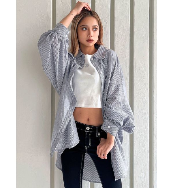 GYDA「ストライプオーバーシャツ」|シャツ・ブラウス|