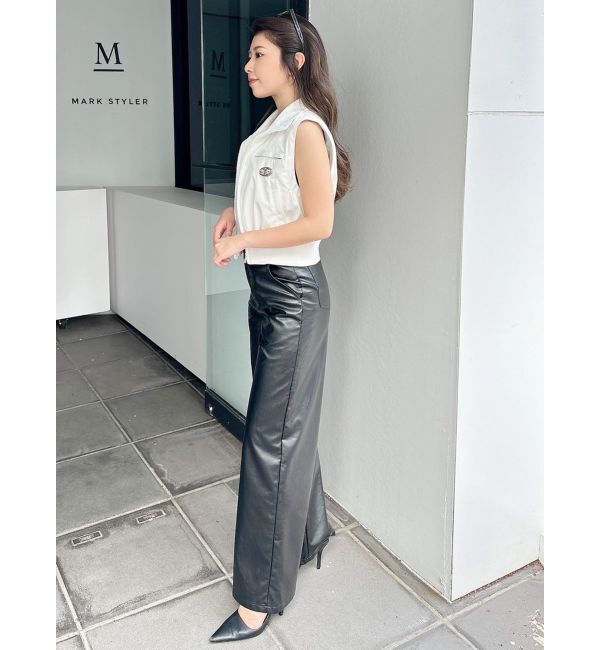 GYDA「フェイクレザーワイドパンツ」|その他|