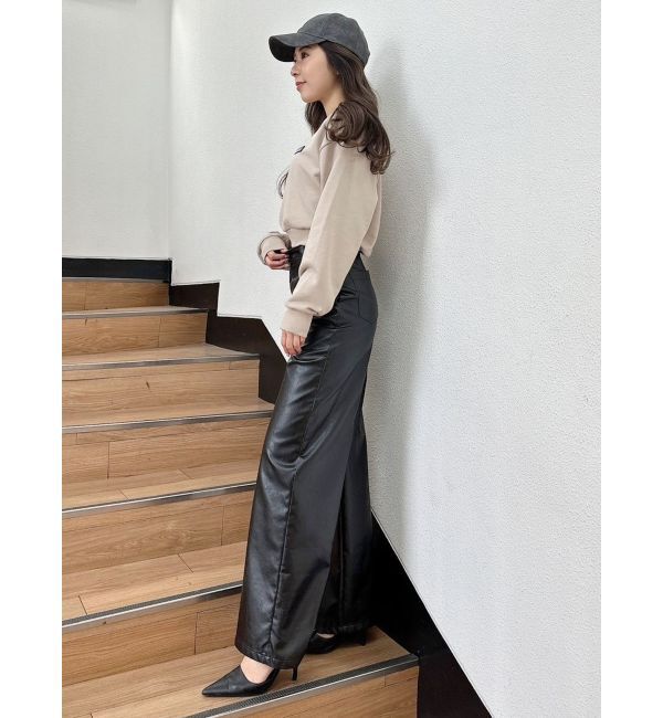 GYDA「フェイクレザーワイドパンツ」|その他|