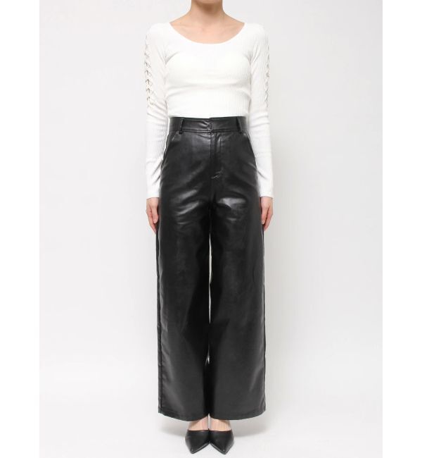 GYDA「フェイクレザーワイドパンツ」|その他|