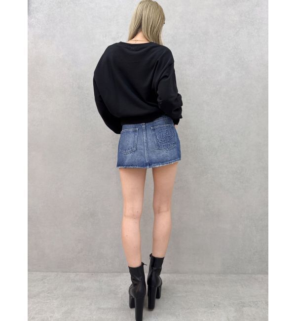 GYDA「ハイウエストGD embossダメージスカートライクデニムショートパンツ」|スカート|