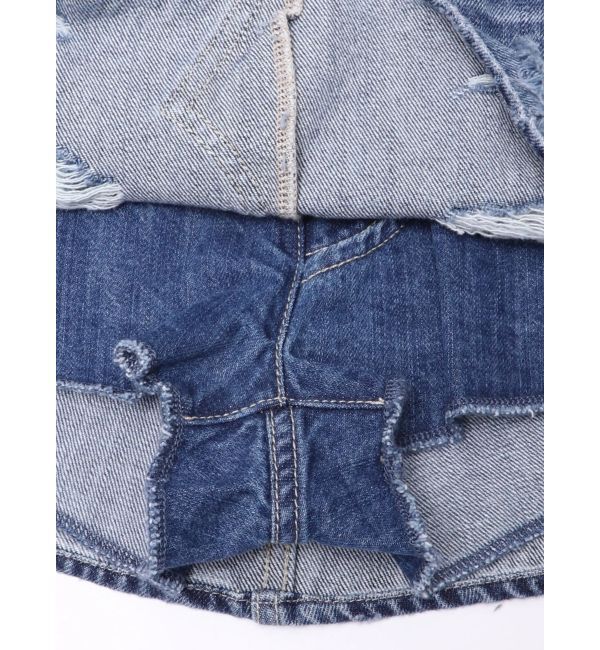 GYDA「ハイウエストGD embossダメージスカートライクデニムショートパンツ」|スカート|