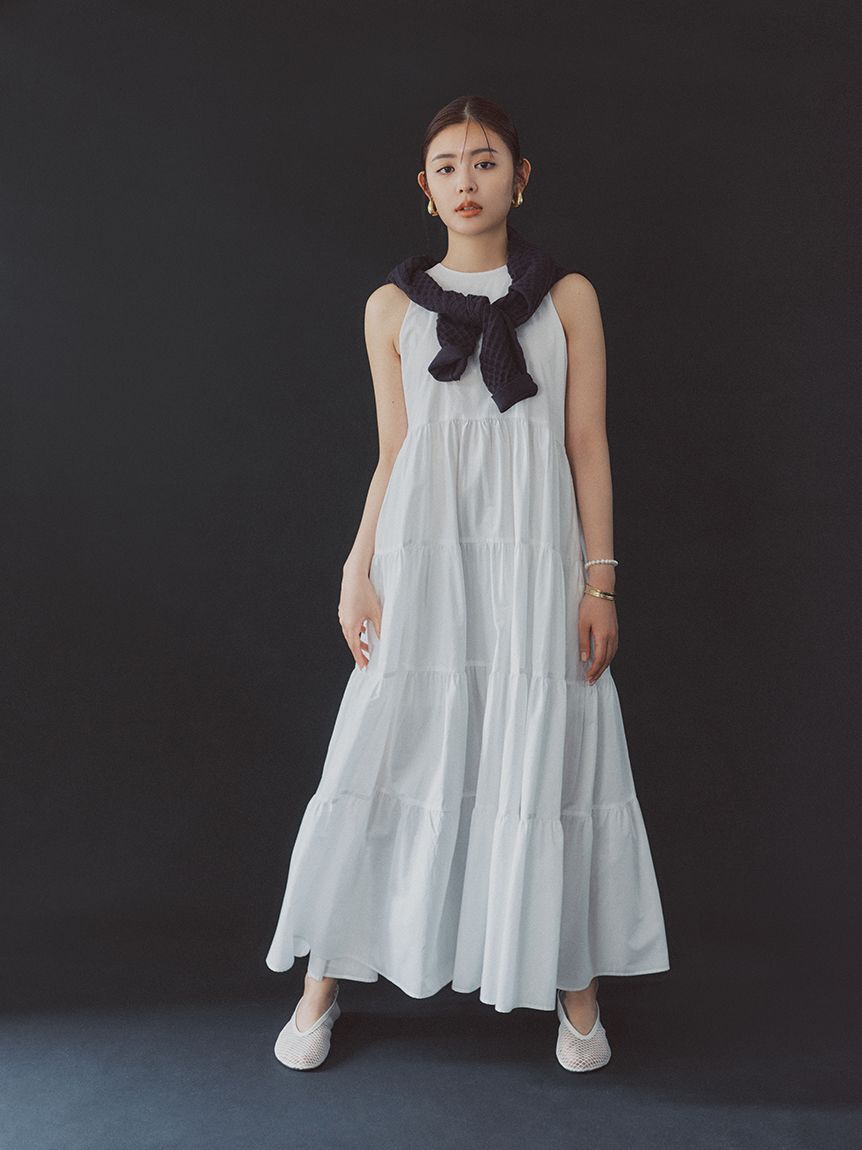 Mila Owen「【ウォッシャブル】クルーネックアメスリティアードロングワンピース」|ワンピース|