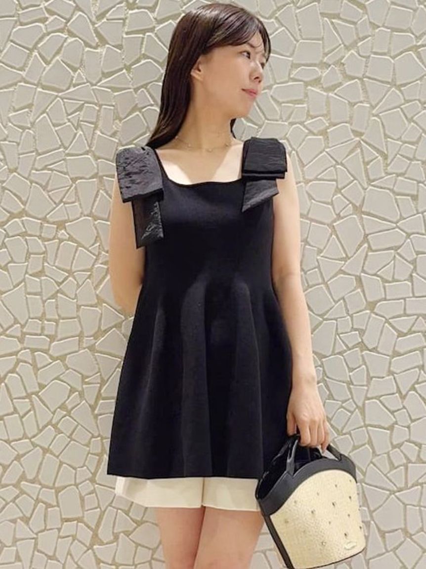 CELFORD「リボンショルダーペプラムニットプルオーバー」|ニット・セーター|BLK