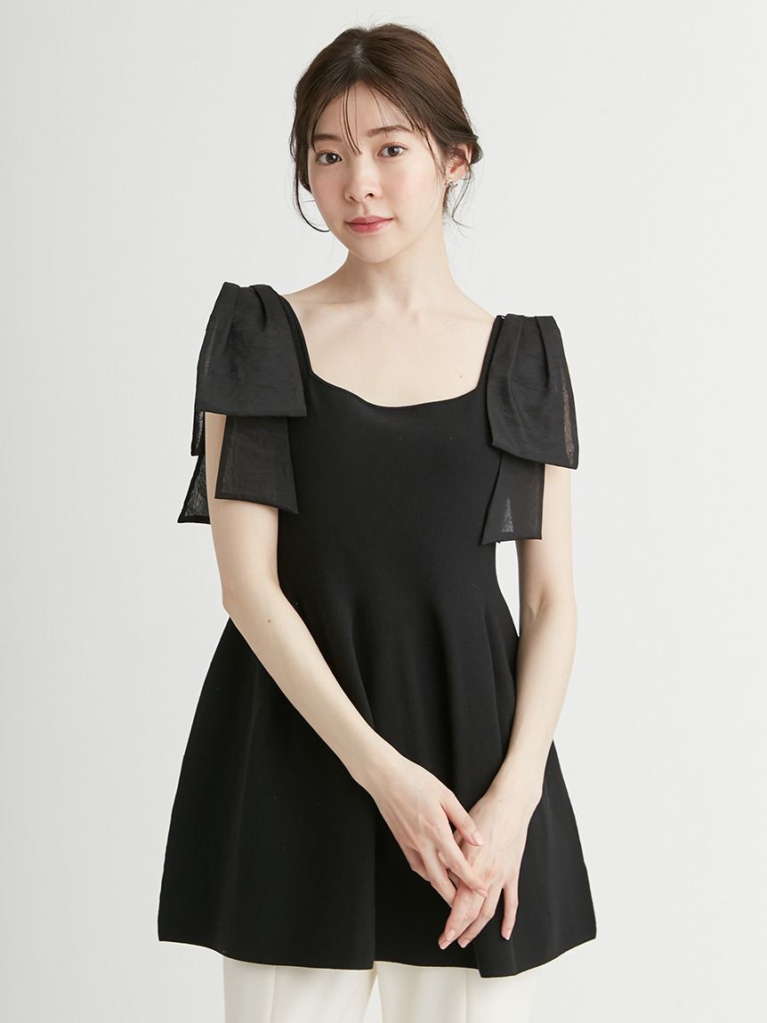 CELFORD「リボンショルダーペプラムニットプルオーバー」|ニット・セーター|