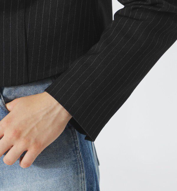  「ストライプクロップドジャケット」|テーラードジャケット|