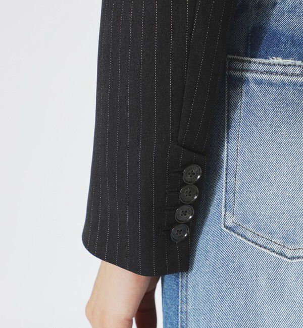  「ストライプクロップドジャケット」|テーラードジャケット|